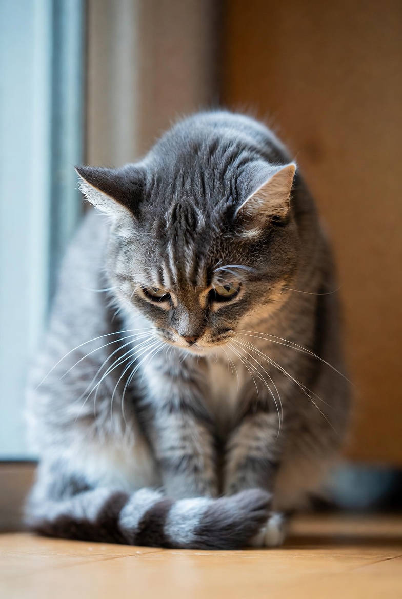 A cat sitting alone by a window, gazing outside and waiting for its owner to return